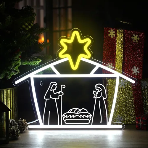 Vista 8 de Xuhal Letrero de neón de campana de Navidad, luces de neón de Navidad, señal LED iluminada por USB para decoración de pared, barra, sala de estar