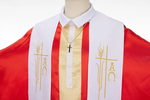 Vista 7 de Disfraz de Papa para hombre, disfraz de pontífice adulto, traje de cardenal católico bíblico para hombre, disfraz de Halloween