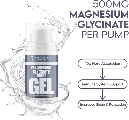 Vista 5 de Gel tópico de glicinato de magnesio – 500 mg por bomba – Fórmula transdérmica de alta absorción – Alivia los músculos – Apoya la relajación