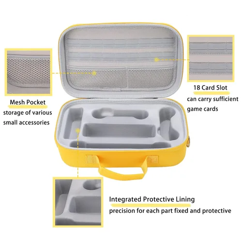 Vista 5 de Compact Hard Shell Cute Carrying Travel Case, Kawaii Yellow Storage Bag Compatible with Nintendo SwitchSwitch OLED, Portable Travel Case with strap