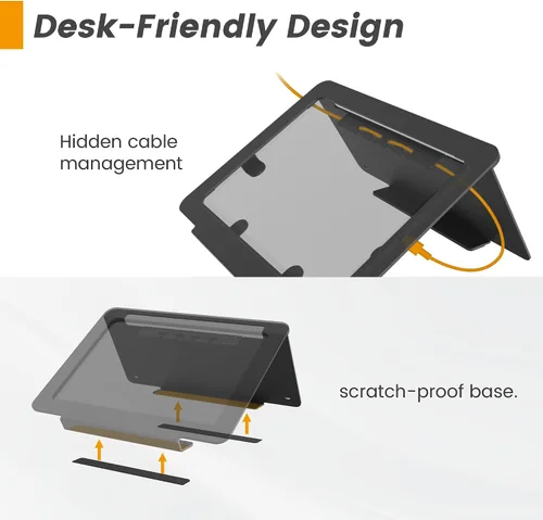 Vista 7 de Soporte de escritorio para tableta, todo de metal ergonómico 30 con bloqueo de cable de seguridad para oficina, mostrador de puntos de venta
