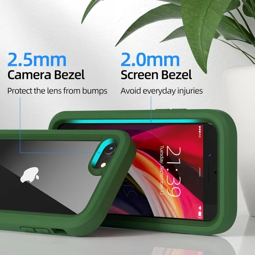 Vista 6 de WXR Funda para iPhone SE 2022/2020, iPhone 8/7/6S/6, parachoques de silicona suave y parte trasera e interior de policarbonato duro transparente