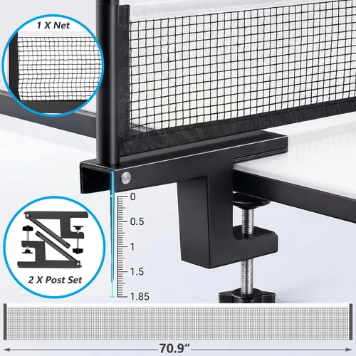 Vista 2 de Juego de postes de ping pong, red de ping pong con abrazadera, práctica de entrenamiento profesional, soporte de agarre portátil, accesorios