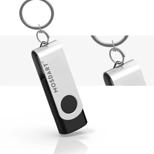 Vista 2 de mosDART - memoria externa USB 2.0 - capacidad pequeña - 10 unidades - 128mb indicador led, negro Con protección de puerto de clip giratorio