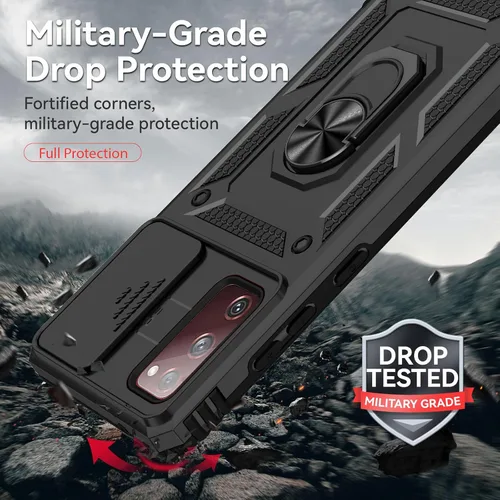 Vista 3 de HNHYGETE Funda para Galaxy S20 FE 5G con protector de pantalla: [grado militar de 20 pies probada en caídas] anillo a prueba de golpes para Samsung