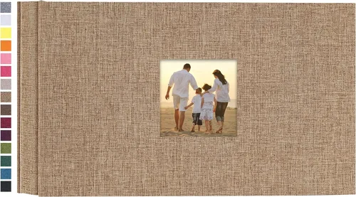 Vista 59 de potricher - Álbum de fotos pequeño para 100 fotos de 4 x 6 pulgadas, con portada de lino con foto, familiar, para bodas, aniversarios, bebés o Beige