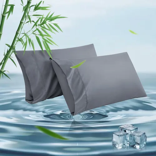 Vista 7 de Fundas de almohada estándar, fundas de almohada de viscosa refrescante de bambú con cierre de sobre, suave que absorbe la humedad para personas que