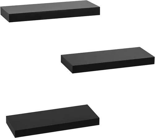 Vista 4 de AHDECOR Estantes flotantes negros, estantes modernos montados en la pared, decorativos para decoración del hogar y la oficina, ideal