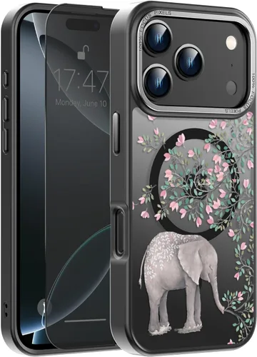 Vista 9 de Goodon para iPhone 15 Pro Max con protector de pantalla de privacidad, compatible con Magsafe, funda translúcida mate a prueba de golpes - Linda