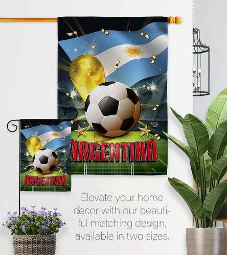 Vista 8 de Bandera del equipo de la Copa Mundial de la FIFA 2022 con bandera de Argentina para decoración del hogar al aire libre, arte de pared