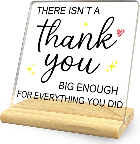 Vista 7 de Letrero decorativo de acrílico con texto en inglés «A Little Heart to Say a Big Thank You», regalos de decoración de agradecimiento para mujeres