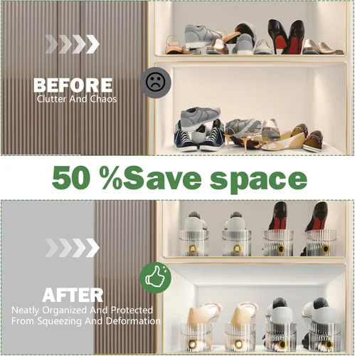 Vista 4 de Organizador de Ranuras para Zapatos, Apilador de Zapatos Ajustable para un Par de Zapatos, Soporte para Zapatos Ahorrador de Espacio, Elevador