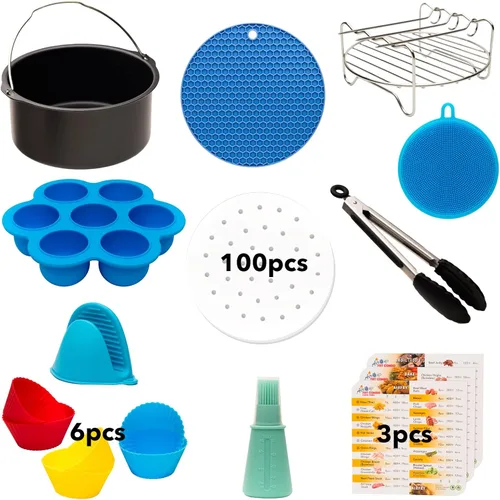 Vista 8 de Juego de 15 accesorios para freidora de aire, ajuste de vórtice instantáneo, freidora de aire de 6 cuartos de galón, forros de bandeja para hornear