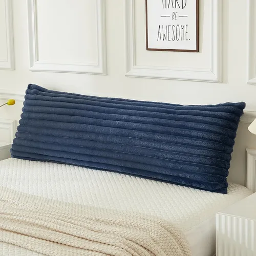 Vista 11 de JAUXIO - Funda de almohada corporal de piel sintética mullida, lujosa, decorativa con rayas, ultra suave y acogedora con cierre de cremallera de 21