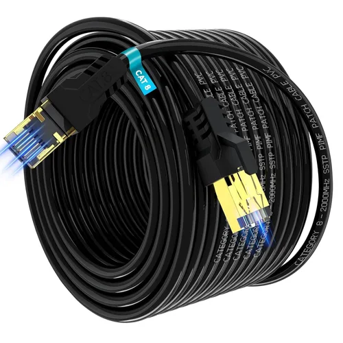 Vista 13 de Cable Ethernet Cat 8 de 3 pies, 6 pies, 10 pies, 20 pies, 40 pies, 50 pies, 100 pies, 150 pies, 40 pies, 40 Gbps, 2000 Mhz, 26 AWG, conector RJ45