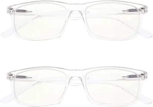 Vista 13 de Eyekepper Blue Light Reading Glasses Men Women, Rectangular Black Frame Transparente