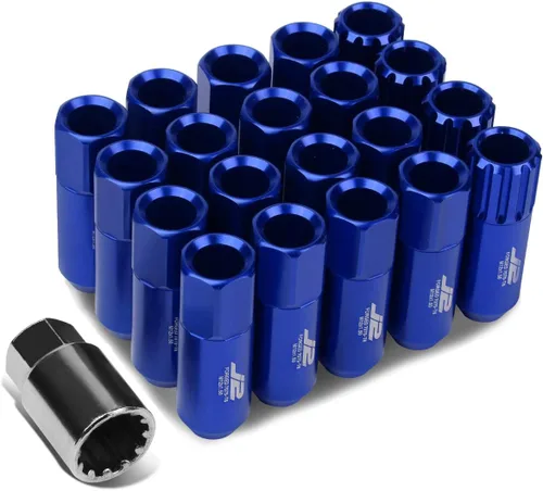 Vista 10 de J2 Engineering 20 piezas de tuercas de aluminio 7075 de extremo abierto M12 x 1,5 con adaptador de zócalo, negro, para asiento cónico