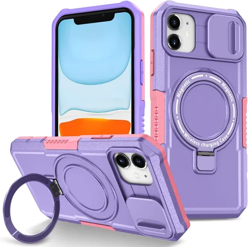 Vista 142 de Funda magnética para iPhone 11, soporte de anillo con ventana corrediza, funda protectora mate a prueba de golpes para iPhone 11 6.1, fundas