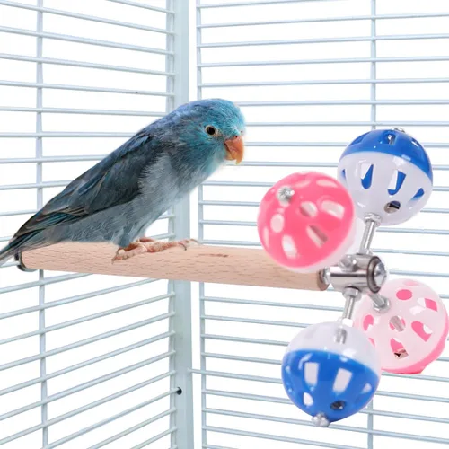 Vista 3 de Juguete de perca para pájaros con bolas giratorias, periquito para jaula de metal, divertido juguete para loros, cacatúas, periquitos, loros