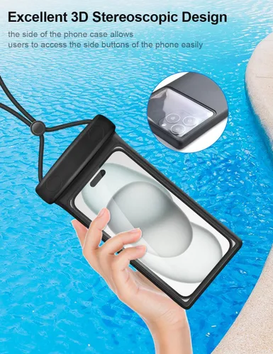 Vista 2 de wellhouse Funda impermeable 3D para teléfono con cordón, TPU de 100 pies, funda impermeable profunda para iPhone 17 16 15 14 13 12 Pro Max XS