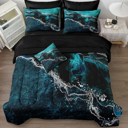 Vista 15 de Juego de edredón de sol y luna negro, juego de ropa de cama boho, ropa de cama de galaxia celestial y espacio estrellado, edredón mandala exótico