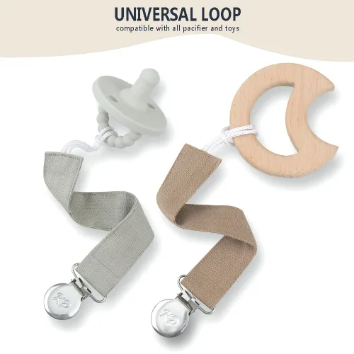 Vista 5 de Clip para chupete para niños y niñas, paquete de 4 soportes para chupete y correa de tela con clip, unisex, para baby shower, cumpleaños, Navidad
