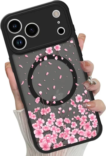 Vista 20 de Funda magnética para iPhone 17 Pro [compatible con MagSafe], bonita funda de moda con estampado de leopardo negro, translúcida, mate, parte trasera