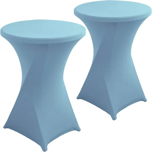 Vista 7 de Paquete de 2 Fundas para Mesa de Cóctel de Spandex Champán de 32x43 Pulgadas, Mantel de Cóctel Redondo Elástico, Funda de Mesa Highboy Ajustada
