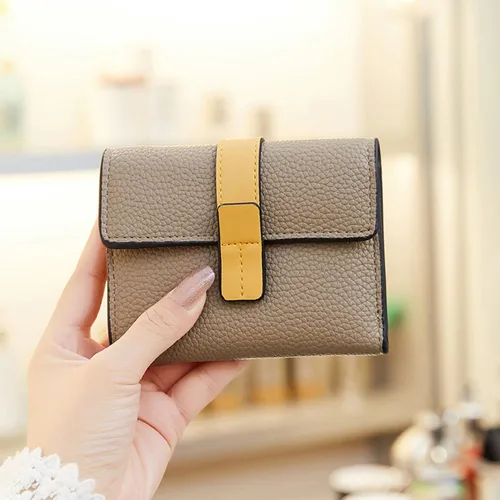 Vista 5 de AOXONEL Billetera pequeña de cuero para mujer, billetera Rfid para mujer, billetera triple plegable, compacta con ranuras para tarjetas y bolsillo