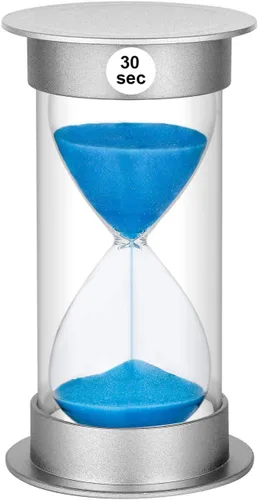 Vista 29 de Temporizador de arena de 1 minuto, reloj de arena de plástico de 1 minuto, reloj de arena pequeño de un minuto, temporizador de cristal de arena Azul