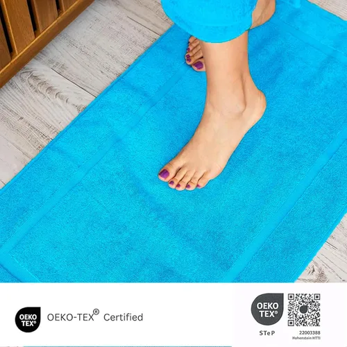 Vista 4 de Juego de alfombra de baño 100 % de algodón turco para hotel y spa de lujo y opciones de tapete de baño de espuma viscoelástica