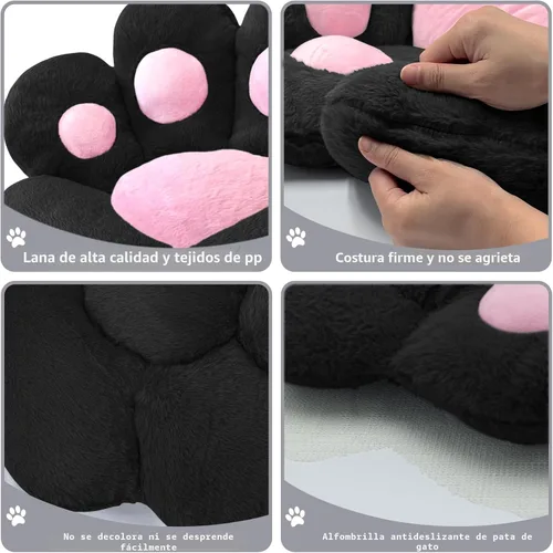 Vista 3 de DOBUONO Cojín Kawaii de pata de gato, cojín para silla de oficina, cómodo cojín de felpa para silla de juegos, cojín de asiento Kawaii para niña
