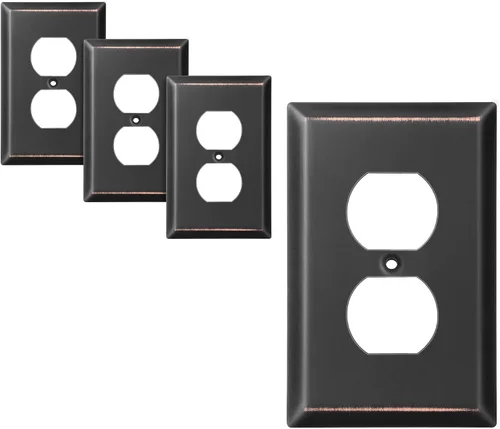 Vista 17 de DEWENWILS Paquete de 4 tapas blancas para enchufes y placas de interruptores, placas decorativas de pared de metal para interruptores de luz y tomas