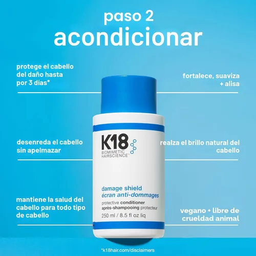 Vista 5 de K18 Damage Shield - Juego de cuidado de lavado Champú protector de tamaño completo seguro para el color + acondicionador que reduce
