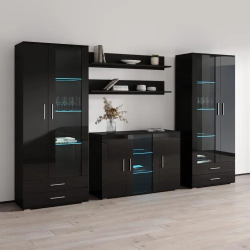 Vista 2 de MEBLE FURNITURE & RUGS Soho 10 - Mueble de pared moderno con luces LED de 16 colores (negro)