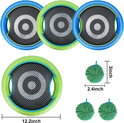 Vista 3 de WIn SPORTS Disco de paletas de trampolín, juego para interiores y exteriores para 4 jugadores, juego de campamento para niños, adultos, parejas