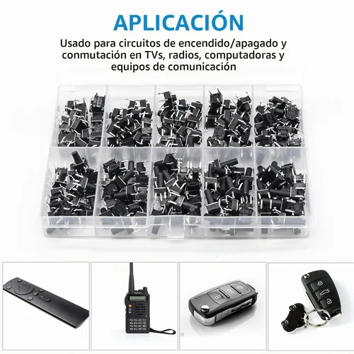 Vista 6 de QTEATAK - Juego surtido de 200 piezas de 10 pines de 0.236 x 0.236 in de 0.236 x 0.236 in, interruptor de botón táctil micro momentáneo El kit