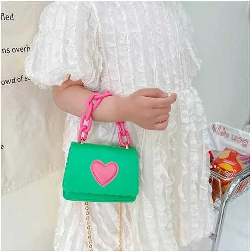 Vista 3 de Regalos para niñas pequeñas, lindo bolso cruzado para niños, bolso de mano para niños, bolso de mensajero con asa de cadena acrílica