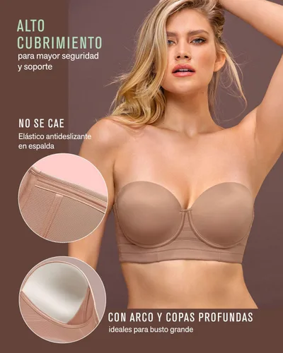 Vista 4 de Leonisa Brasier sin almohadillas con aros, sin tirantes, con encaje, para mujer