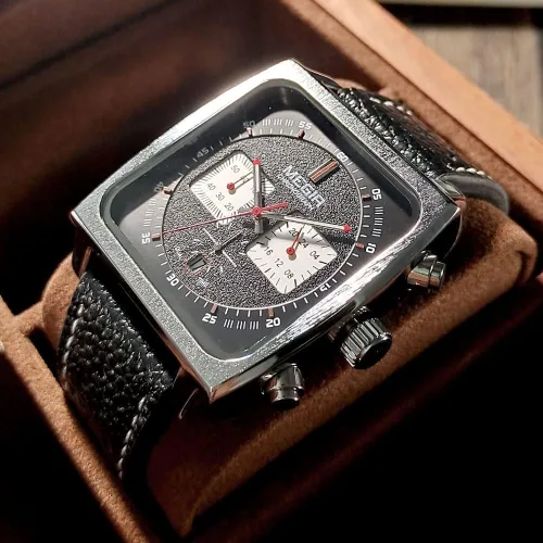 Vista 3 de MEGIR Relojes de cuarzo de 24 horas con esfera cuadrada para hombre, correa de cuero de moda, estilo casual