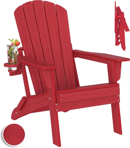 Vista 16 de Plawdlik Juego de 10 sillas plegables Adirondack con textura de madera, HDPE pesado para todo tipo de clima, juego cómodo junto a la piscina, patio