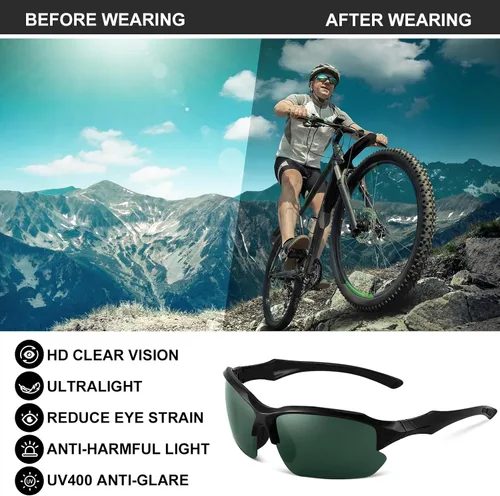 Vista 5 de Paquete de 4 lentes de sol deportivos polarizados para mujeres y hombres, protección UV, para correr, ciclismo, pesca, al aire libre