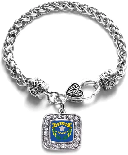 Vista 127 de Pulsera de dijes cuadrados de plata con joyería de circonita cúbica