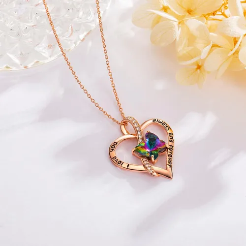 Vista 5 de Butterfly Necklaces for Women, 18K Gold Over 925 Sterling Silver Heart Necklace Birthday Gifts for Women, Gemstone, Valentines Mothers Day Christmas