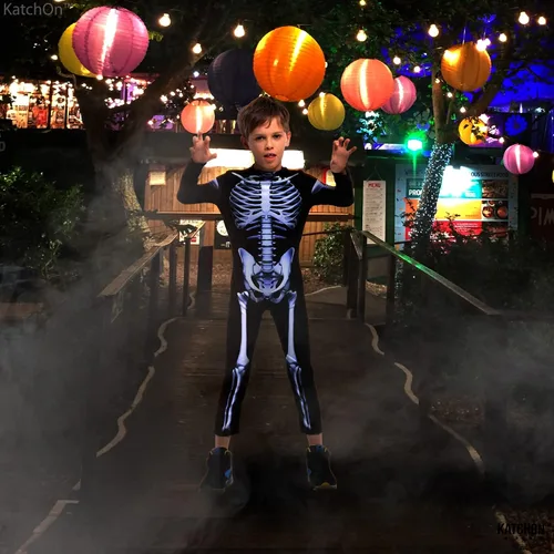 Vista 2 de Katchon, Halloween Costume for Kids - Halloween Skeleton Costume Halloween Skeleton Outfit for Boys Skeleton Bodysuit