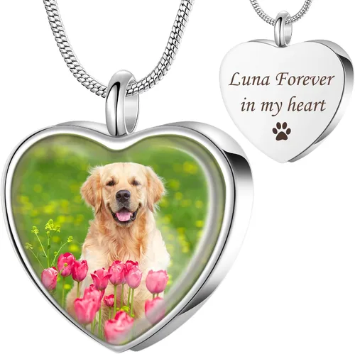 Vista 9 de Fanery Sue Collar para cenizas de mascotas, joyería de cremación, imagen personalizada y cita, regalos conmemorativos por pérdida de perro/gato