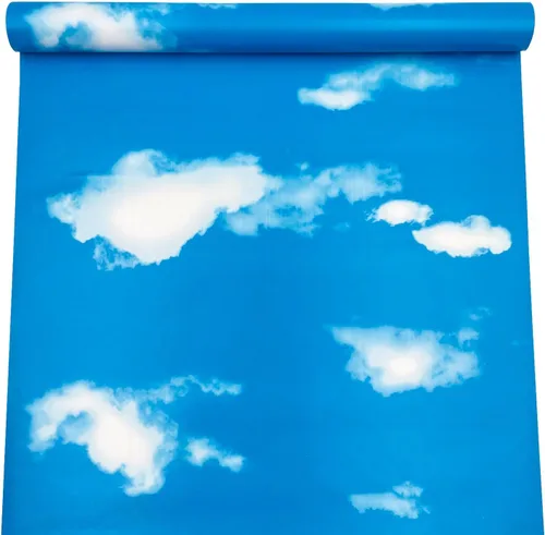 Vista 2 de Yifely Blue Sky White Clound - Papel tapiz de vinilo autoadhesivo para dormitorio, sala de estar, 17 x 118 pulgadas