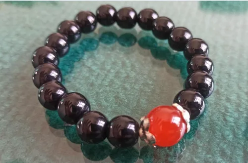 Vista 4 de TUOYUANPU Pulsera de obsidiana de 0.394 pulgadas para hombre y mujer, Feng Shui, regalo para niños y niñas, Piedra