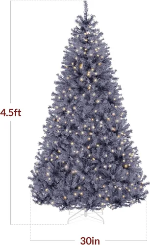 Vista 135 de Best Choice Products Árbol de Navidad azul bebé preiluminado de 6 pies, decoración navideña artificial completa con 947 puntas de rama, 250 luces