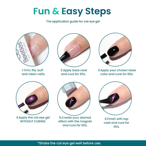 Vista 7 de Juego de esmalte de uñas de gel Beetles Cat Eye - 24 piezas, 20 colores de esmalte de uñas de gel con brillantina, cambia de color oscuro, kit